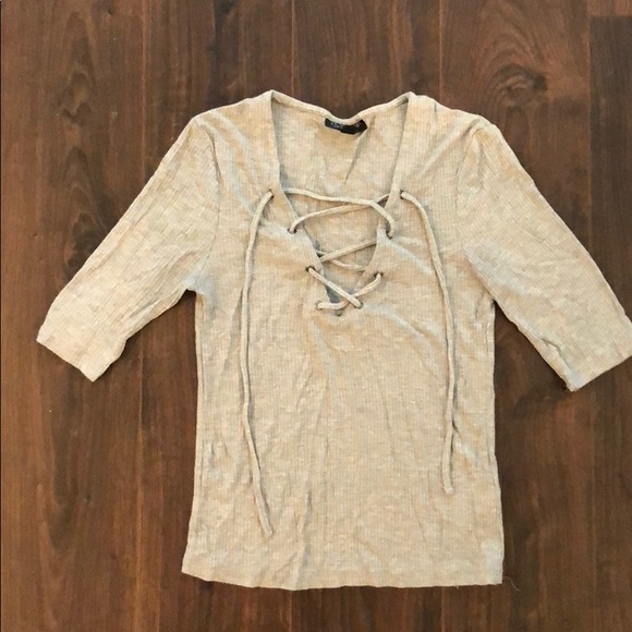 Topshop Ribbed Tee - Picture 2 of 3